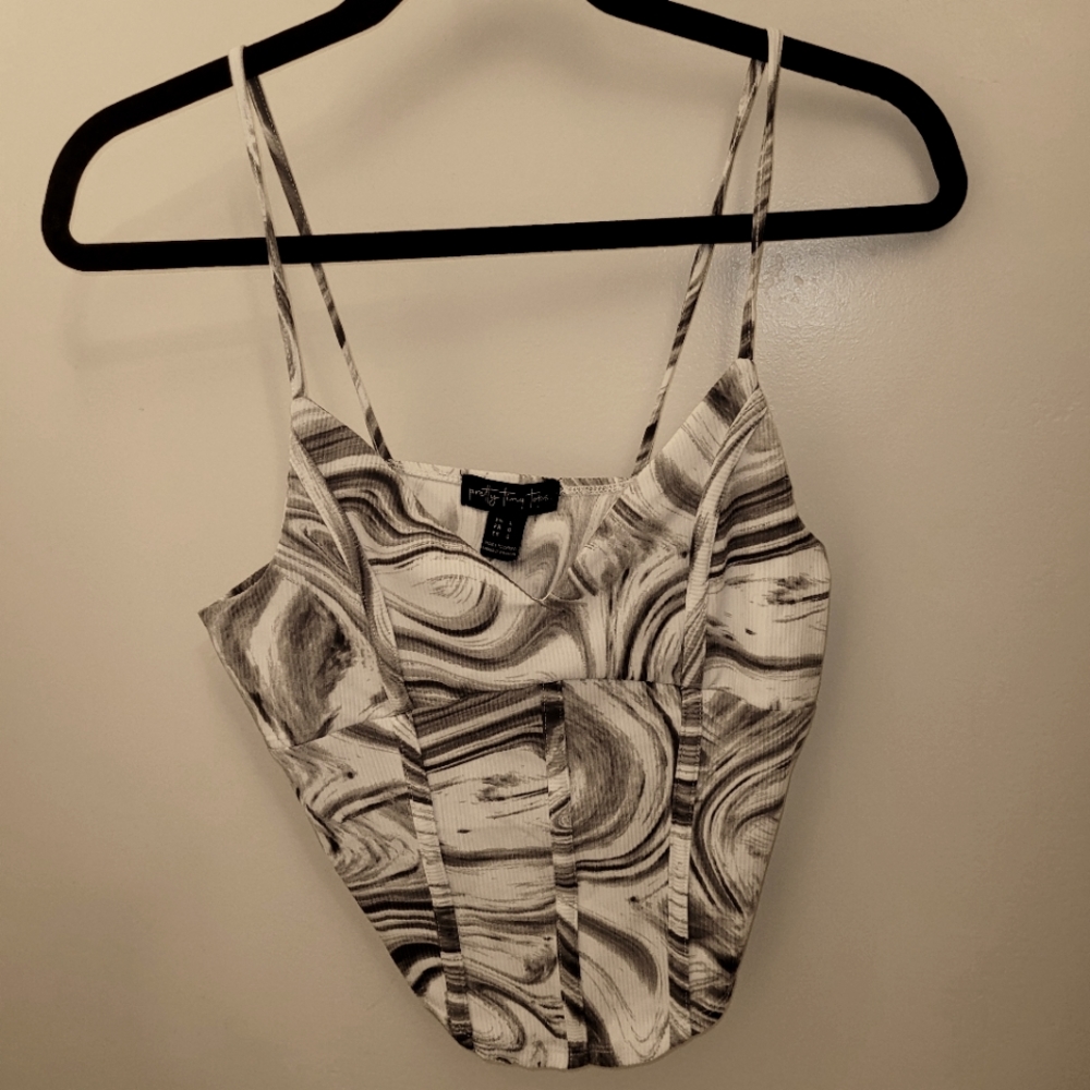Marble design crop tank top